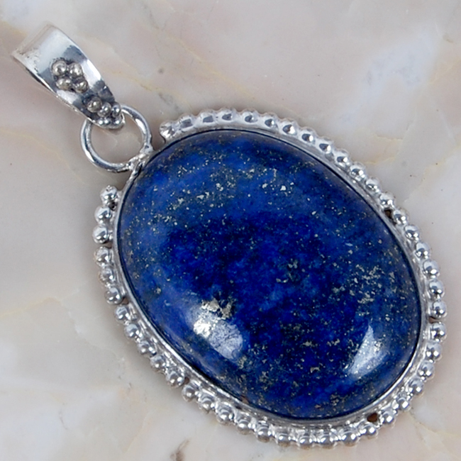 Lapis Pendants on Carats Of Lapis Lazuli 9 0 Grams Fancy Lapis Cabution Silver Pendant